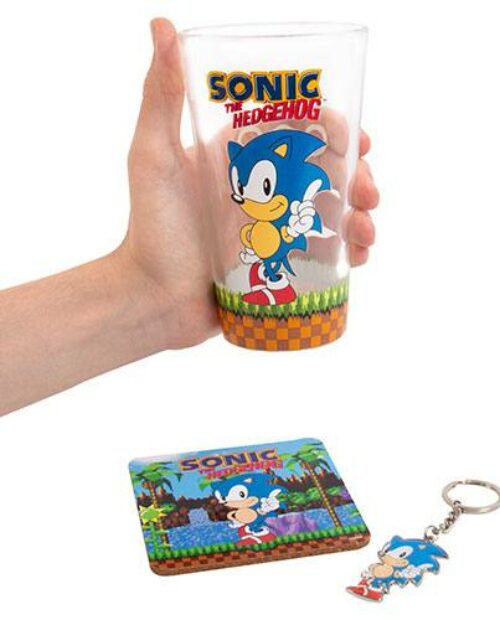 Set porte-clés, verre et sous-verre Sonic The Hedgehog