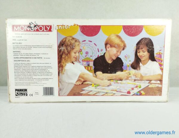 Monopoly Junior Parker 1992 jeu de société vintage jeu éducatif jeu d'adresse retrogaming oldergames.fr older games normandie nostalgique