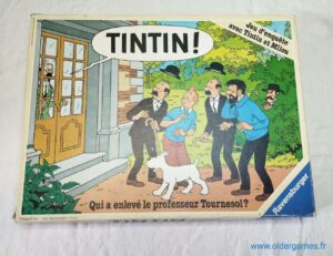 Tintin : Qui a enlevé le professeur Tournesol ? jeu de société vintage jeu éducatif jeu d'adresse retrogaming oldergames.fr older games normandie nostalgique